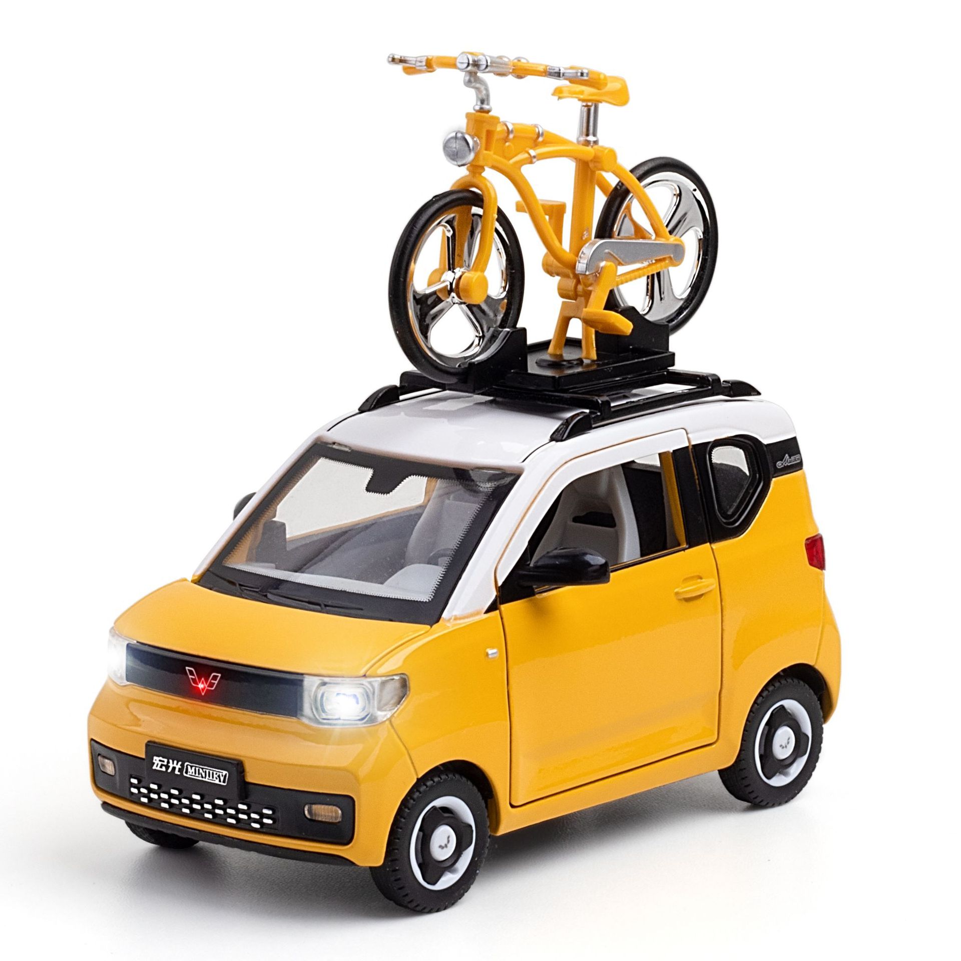 (Boxed) Car-shaped Simulation 1:24 Wuling Hongguang MINIEV Alloy Car Model Display Piece Live Toy 