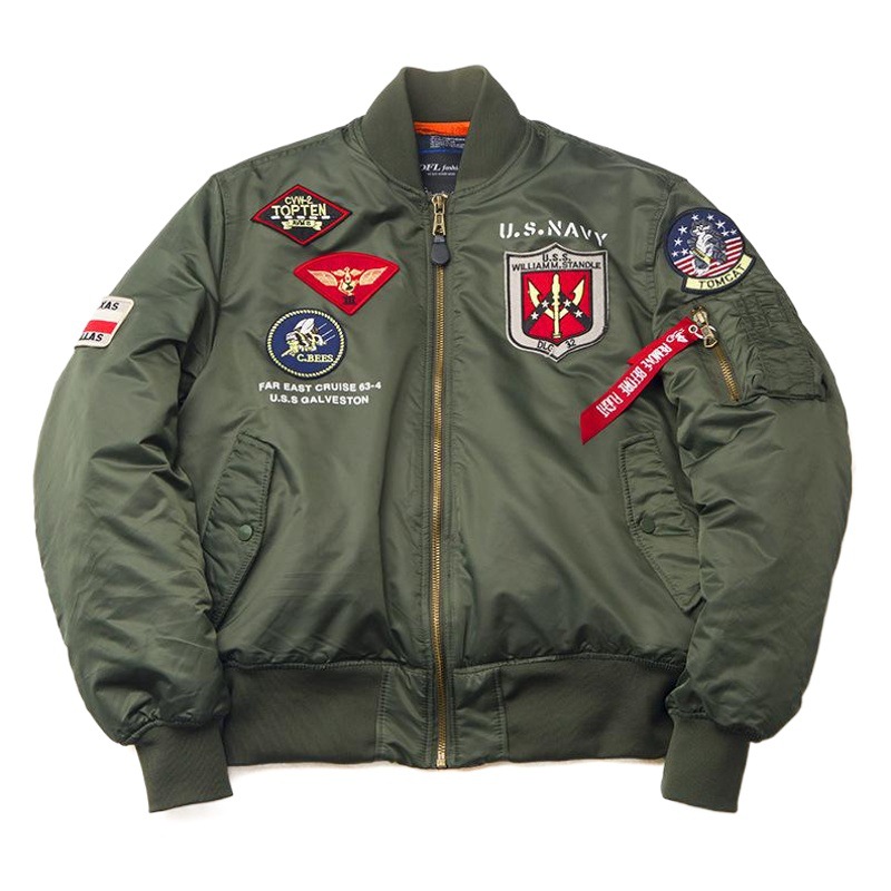 Chaqueta de piloto americano vintage de invierno hombres y mujeres de la Fuerza Aérea pareja abrigo insignia marca de moda MA1 Chaqueta de algodón acolchado