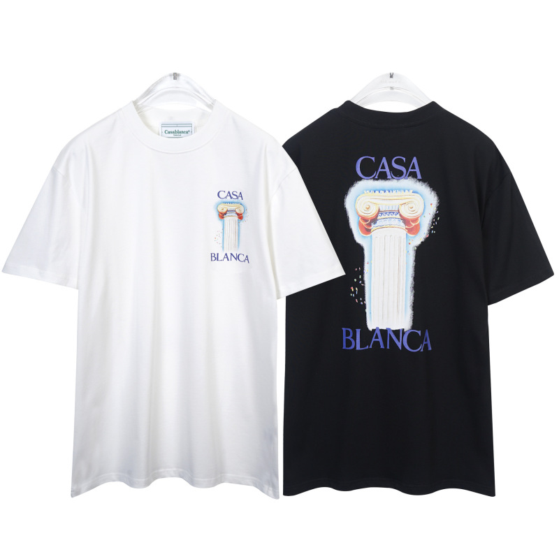 カサブランカ トレンド 半袖 夏新作 グリーン 三角文字 CASA テニスコート プリント Tシャツ|undefined
