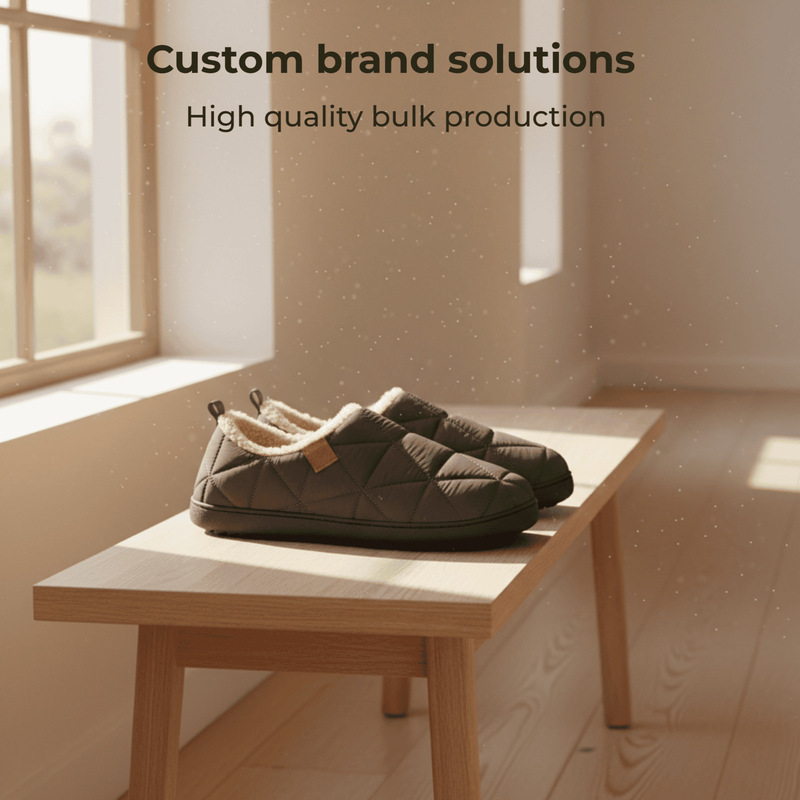 Customized Amazon Warm Home Cotton Shoes Quilted Nylon Slip-On Cotton Shoes for the Elderly Indoor and Outdoor Non-Slip Cotton Slippers