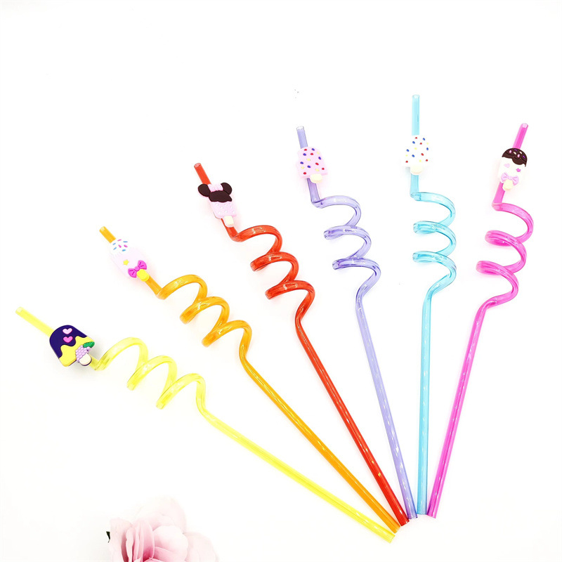 Cross-border PVC bar fiesta paja al por mayor forma creativa paja niños dibujos animados saludable juguete de paja de plástico