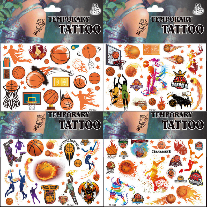 Children's Cartoon Basketball Tattoo Stickers Waterproof Nba World Cup Fan Party Carnival Temporary Tattoo Stickers Children's Cartoon Basketball Tattoo Stickers Waterproof Nba World Cup Fan Party Carnival Temporary Tattoo Stickers