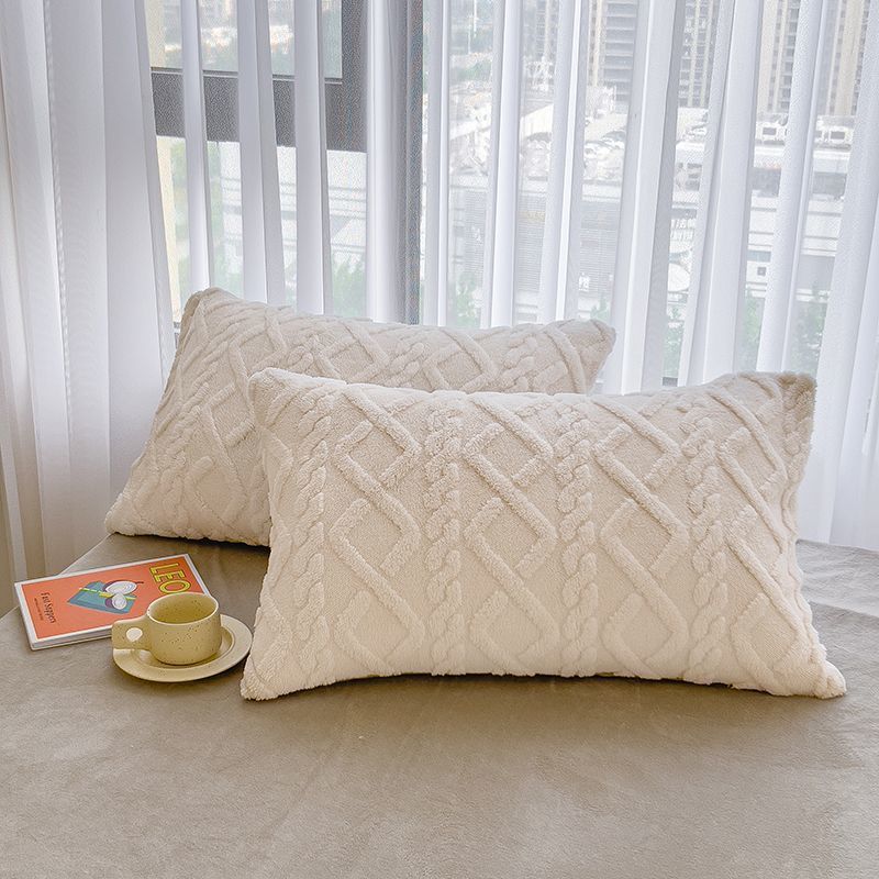 ins风冬季加厚塔芙绒枕套奶油长方形抱枕套沙发高颜值双面绒枕套