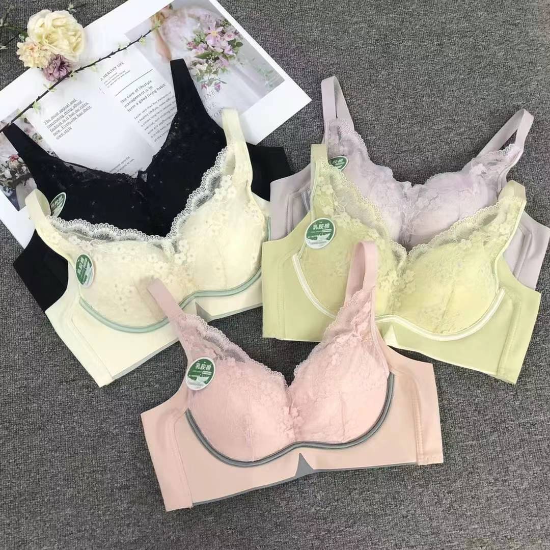 Nuevo sujetador de alta calidad de moda de encaje jacquard transpirable y cómodo ajuste lateral de pecho de cuatro botones ropa interior mujer