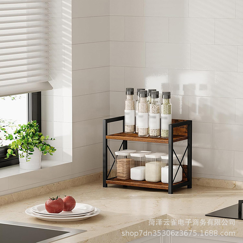 2段テーブル収納ラック、キッチン調味料ラック収納ラックデスクトップ整理ラックオフィス収納ラック収納ラック|undefined