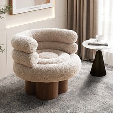 意美家懒人沙发椅网红BOBO羊羔绒化妆椅简约单人沙发椅客厅躺椅子