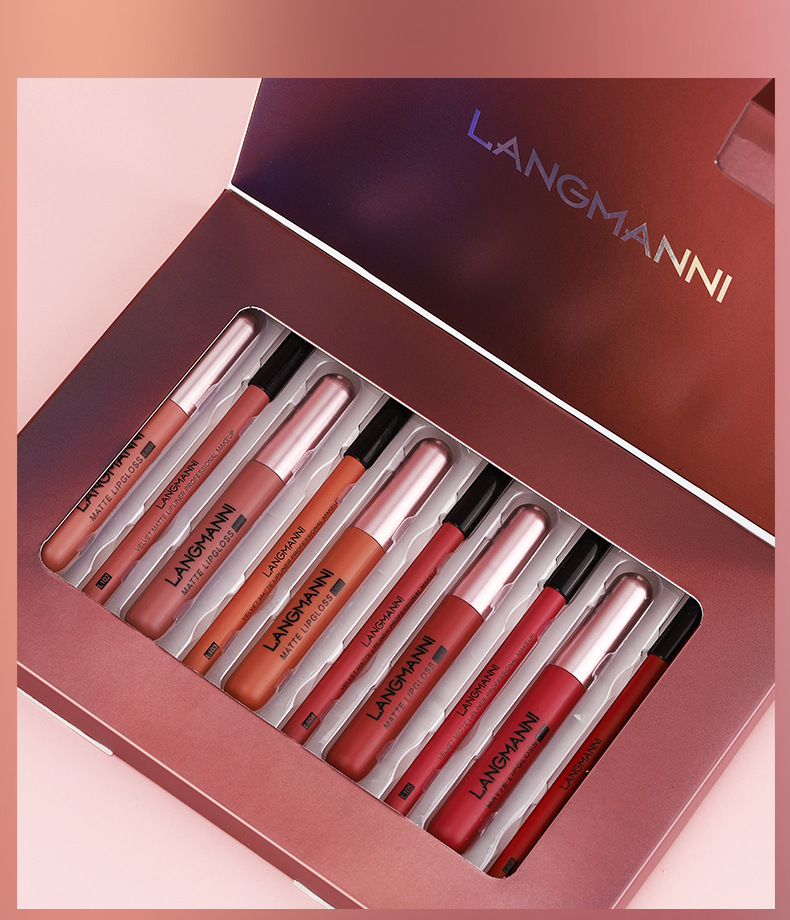 Langmanni 6+6 Matte Lip Gloss and Lip Liner Pen Set of 12 pieces Matte Lip Gloss Gift Box Set undefined
