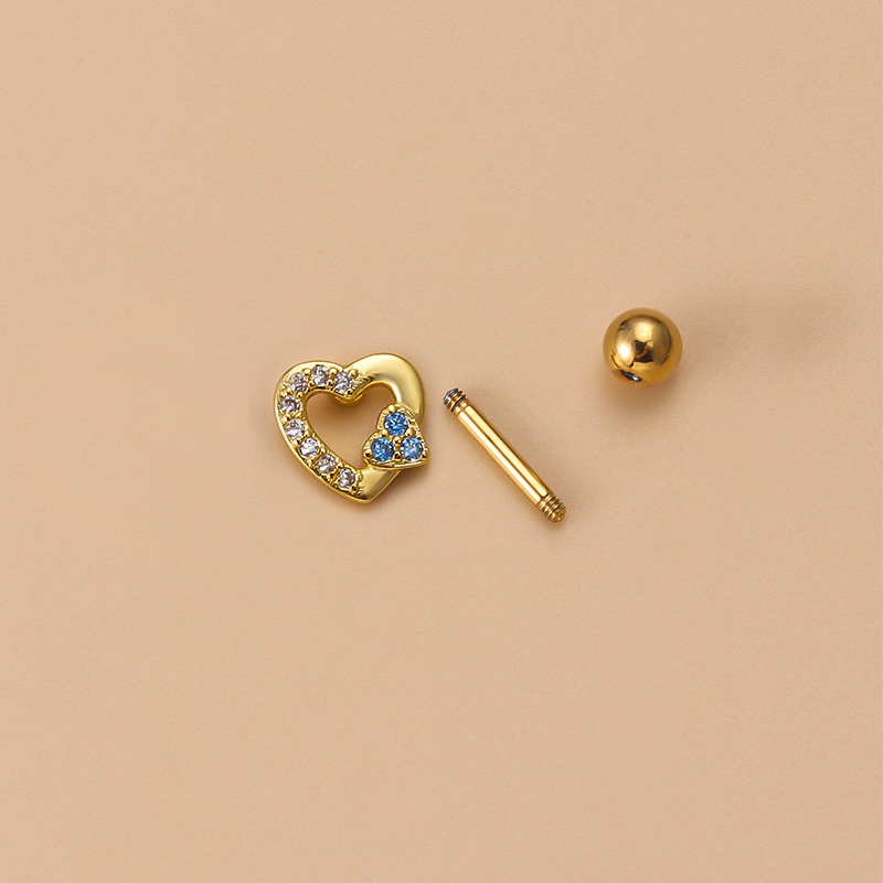 Henson-varilla de tornillo de doble cabeza de acero inoxidable, 1,2 m de espesor, oreja de circón, borla de corazón, tachuelas individuales a la moda_voghion.com