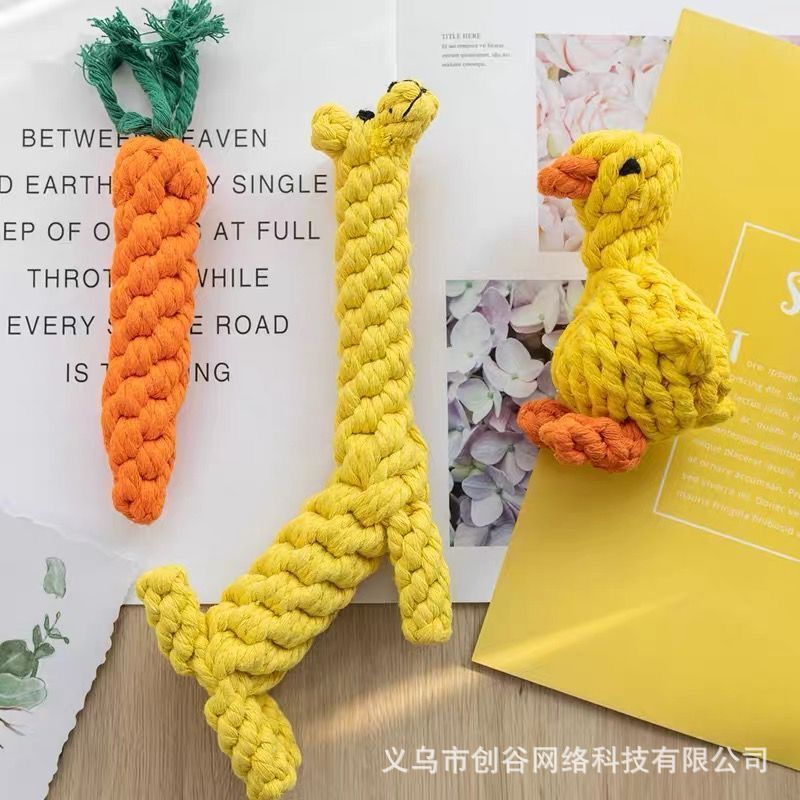 Dog Toy Teeth Grinding Bite-Resistant Teddy Bichon Pomeranian Knot Toy Small and Medium-Sized Dog Chewing Rope Pet Toy