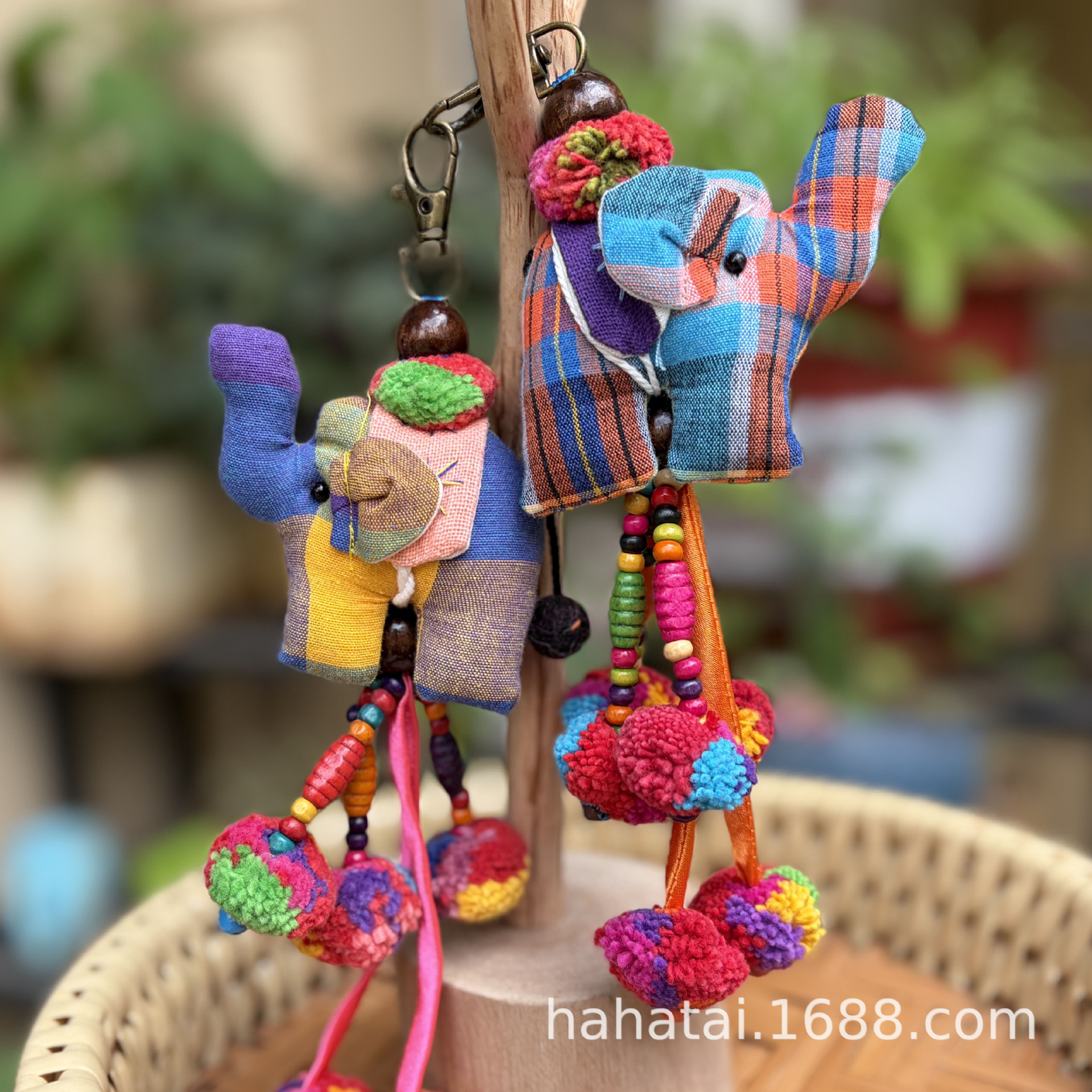 Thai Plaid Elephant Bag Pendant DIY Accessories Keychain Lanyard Xishuangbanna Tourist Souvenir Cultural and Creative Product