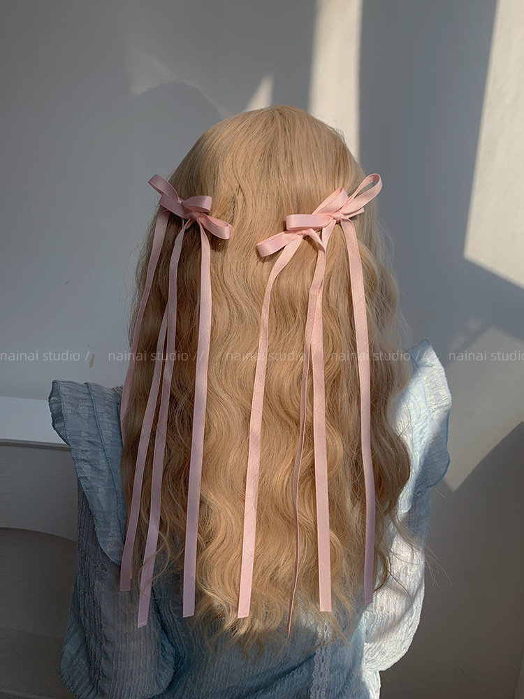 Ballet Style Double Bow Barrettes Korean Long Streamer Sweet Ribbon Braided Hair Headwear Versatile Multi-Color Hairpin display picture 2