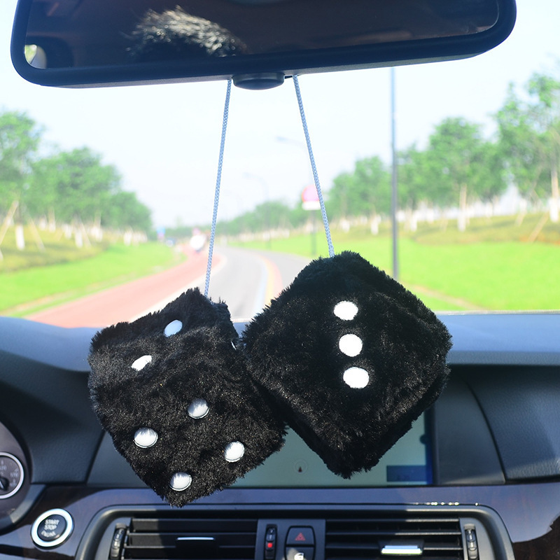 Aliexpress Amazon Wish Cross-Border Trade Plush Dice Car Pendant Dice Ornament Car Hanging Rearview Mirror Dropshipping