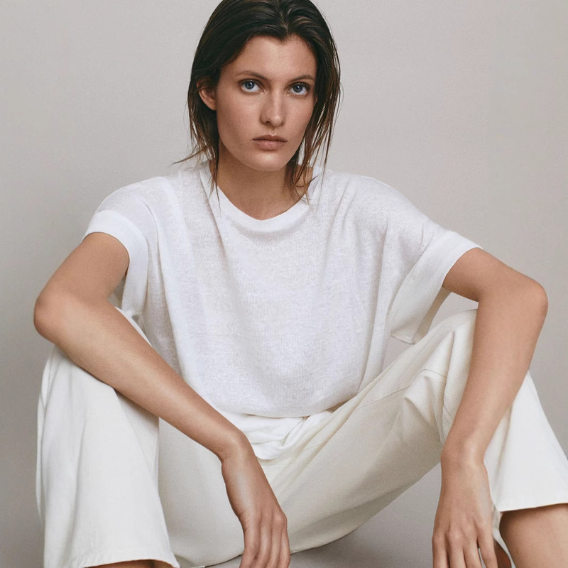 Yulu Hemp Cotton Short-sleeved T-shirt Yarn Comfortable Breathable Texture Summer Upgrade Fabric Cool Skin-friendly Flying Sleeves