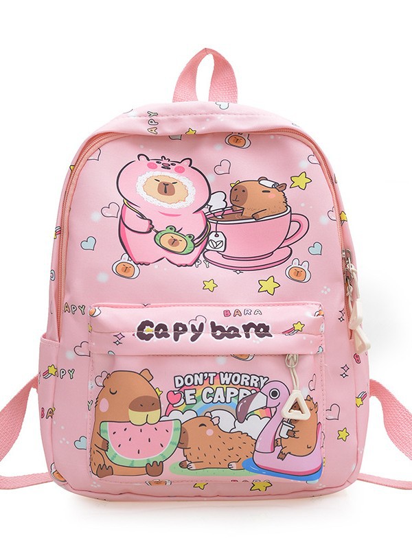 Nueva mochila de gran capacidad dibujos animados encantador impresión de estudiantes de primaria y secundaria reducción de presión de la espalda ocio versátil doble espalda