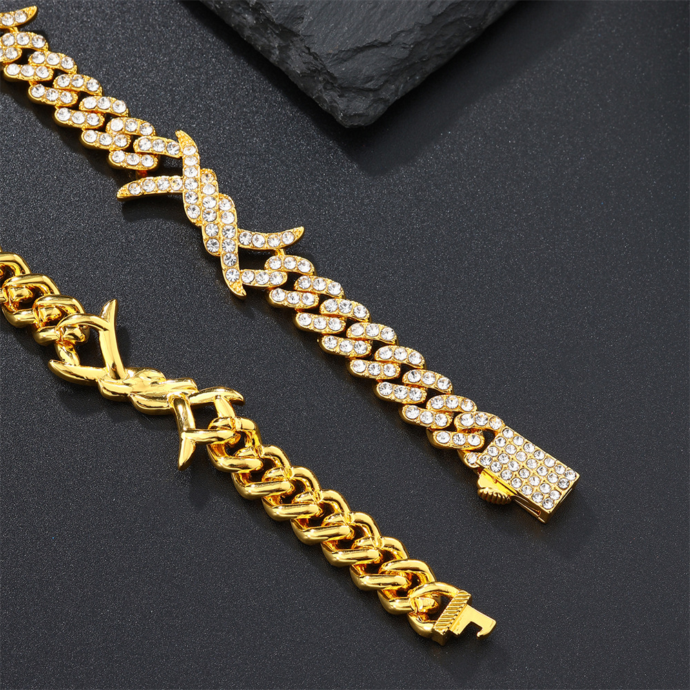 48g Weight Zircon Inlay Material Necklace Classification Alloy Chain Material 1 Piece Quantity Holiday Occasion Alloy Material Solid Color Pattern All Seasons Season Unisex Gender Inlay Design Hip-Hop Style Hip-Hop Solid Color Alloy Inlay Zircon Unisex Necklace Men Chain Necklaces 9