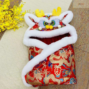 Traditional Handmade Embroidered Traditional Quilt for Babies, Festive Chinese-Style Child Wrap, Newborn Baby Warm and Thickened