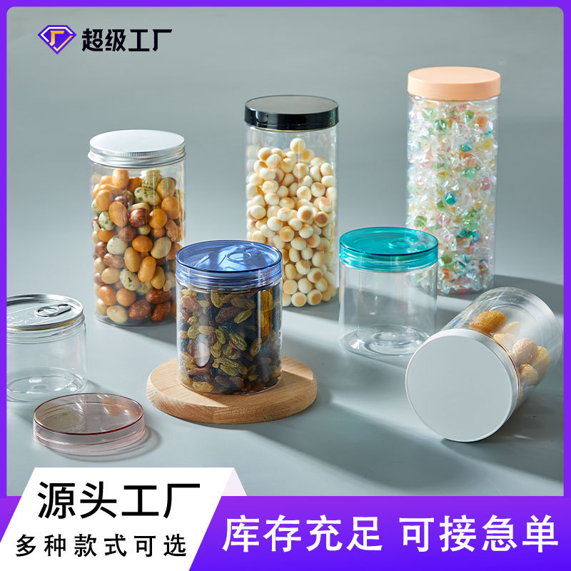 Gran por mayor 85 botellas transparentes de plástico de calibre nueces cereales aperitivos miel frasco sellado de boca ancha frasco de almacenamiento