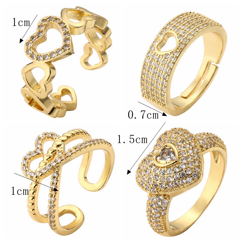 Lady Geometric Copper Gold Plated Zircon Rings 1 Piece