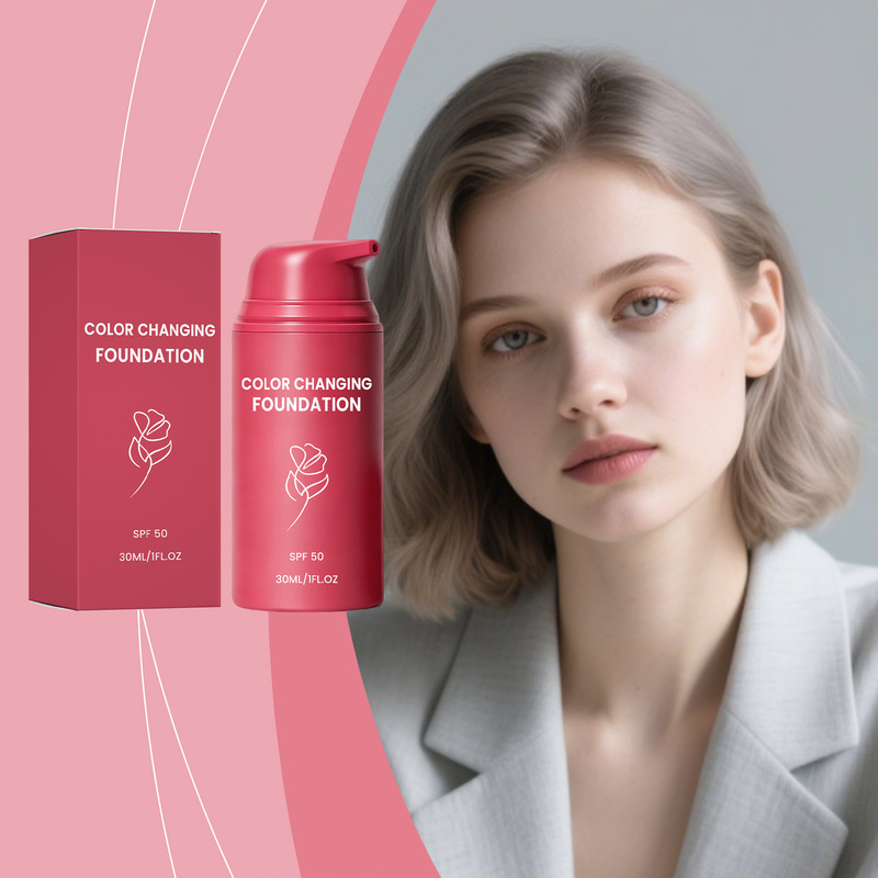 Temperature-Changing Liquid Foundation (Natural Color) Has a Fine Texture, Is Lightweight and Natural, Does Not Stick to the Skin, and Is Easy to Apply