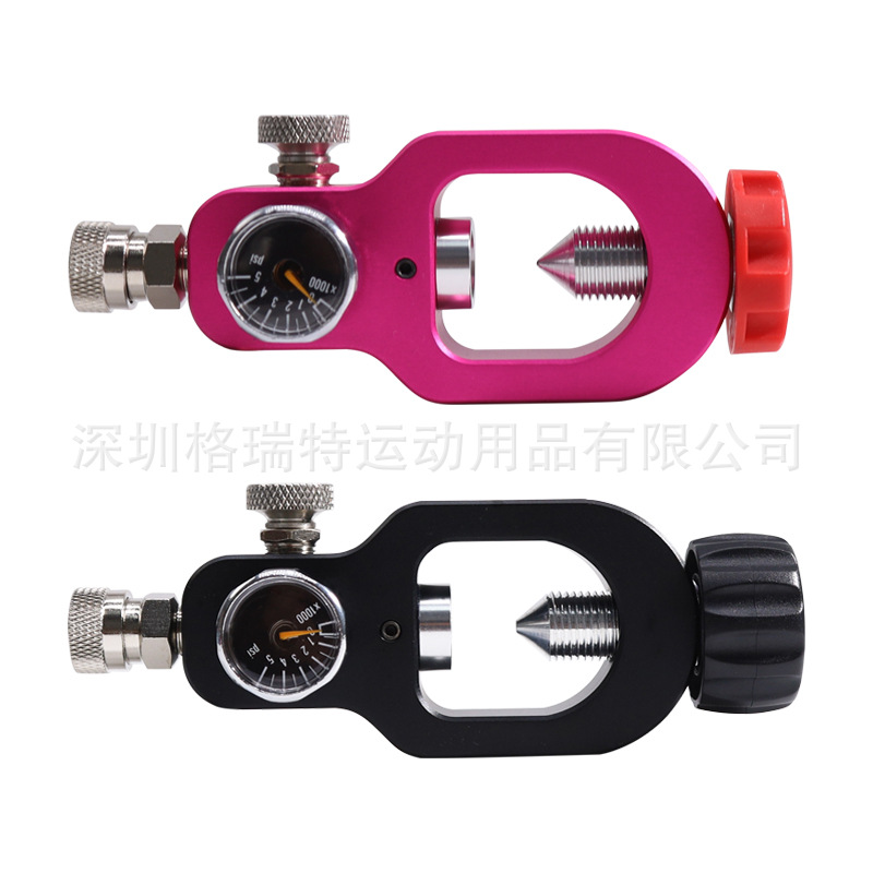 跨境新款氧气水肺潜水充气转接头Yoke气瓶大转小带5000psi压力表