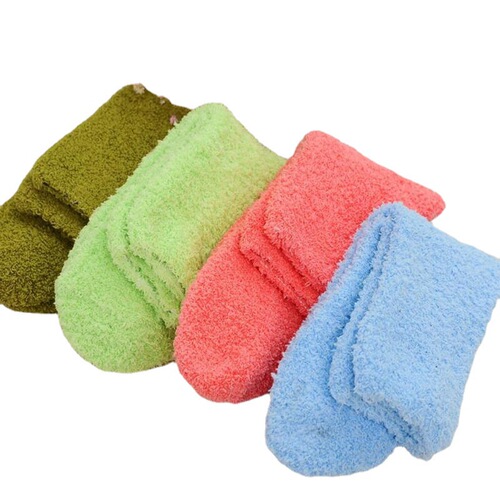 Candy color half velvet socks for women, solid color warm plush socks, floor socks, sleep socks, coral velvet mid-calf socks