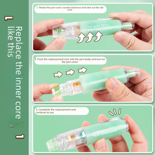 Push-and-Put Glue, Long Standing Correction Tape Style Double-Sided Handmade Journal Mini Sticky Adhesive Instant Dry Glue Stick