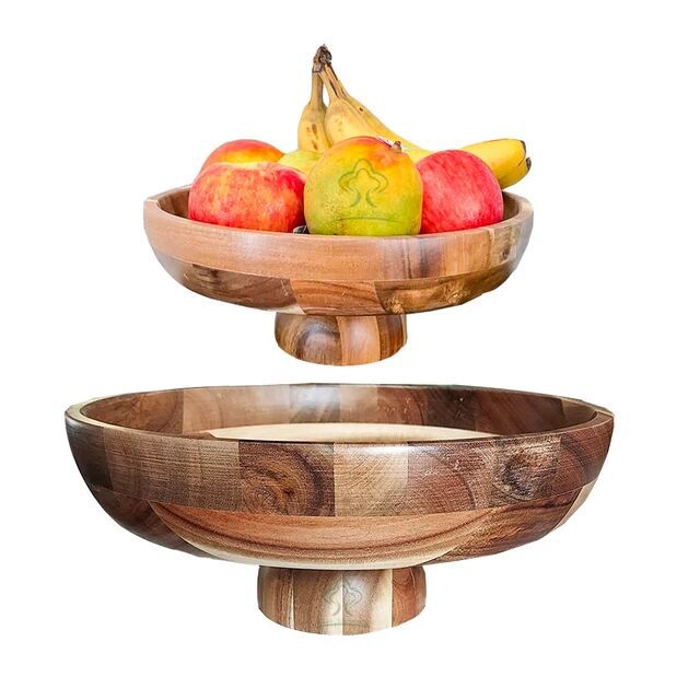 Cruzar la frontera de madera maciza mesa de postre decoración soporte de exhibición hogar fruta merienda placa de madera de acacia pierna alta Placa de pastel ensaladera