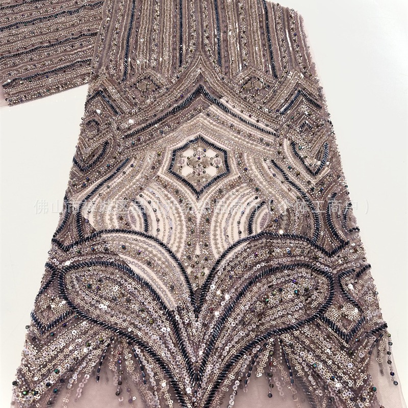 Industria pesada cuatro perlas Gaoding serie de lujo vestido de boda modelo de fiesta cena tela de moda esquinilla bordado tubo de perlas