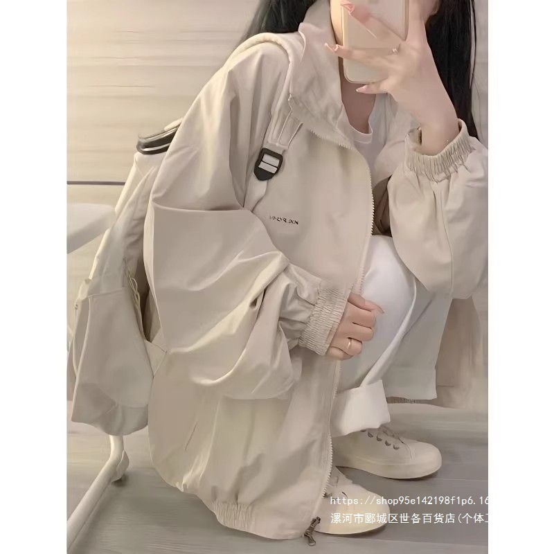 American retro workwear jacket for women, new spring and autumn style, loose fit, trendy design, loose fit, student couple jacket top