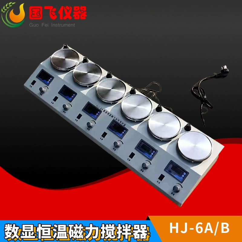 Guofei HJ-6A/B многоголовочный независимый контроль температуры, регулятор скорости, смеситель с шестигранным цифровым дисплеем, магнитный нагревательный смеситель