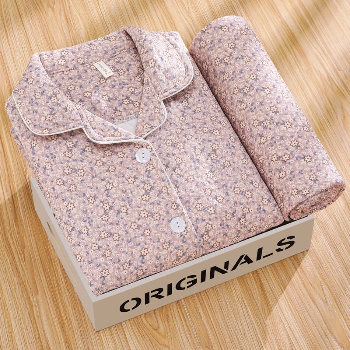 Factory Direct Sales Pajamas for Women in Autumn and Winter, Middle-Aged and Elderly Cardigans, Long Sleeves, Fattening and Thickened Quilted Suits, Large Quantity Discounts