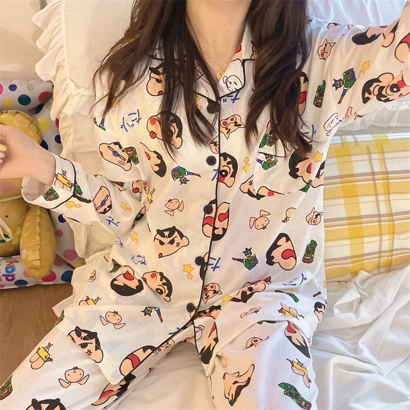 El otoño y el Invierno de manga larga nuevos pijamas las mujeres crayón Xiaoxin lindo estilo Coreano dibujos animados desgaste del hogar otoño Sudeste Asia Al Por Mayor