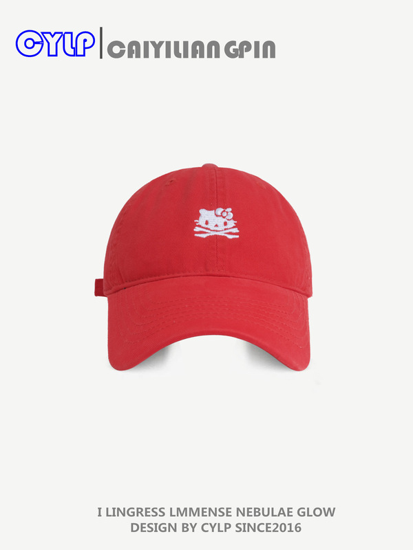 大头围帽子女韩版时尚卡通猫咪刺绣软顶棒球帽显脸小百搭鸭舌帽男|undefined