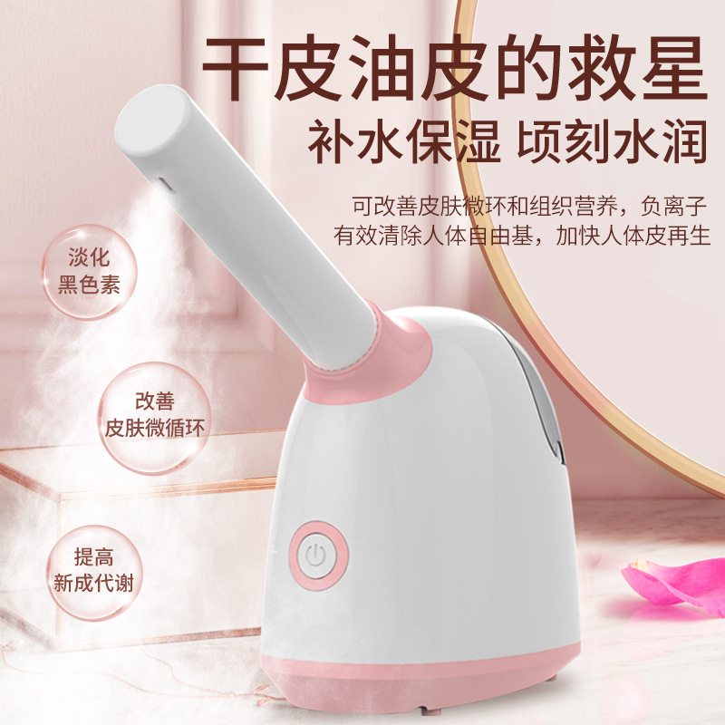 源頭工廠新款家用小型便攜熱蒸汽臉部補水保濕美容噴霧熱噴蒸臉器