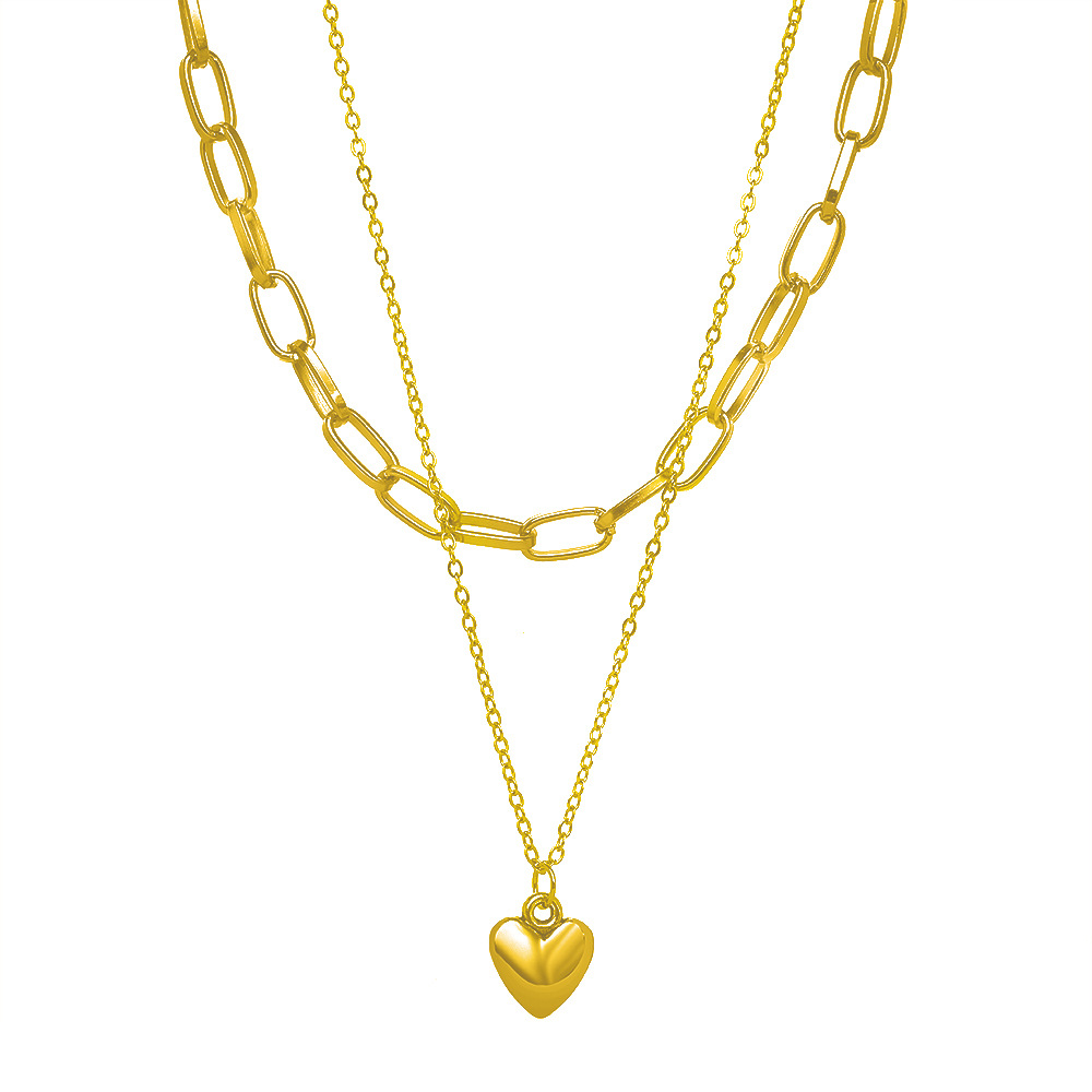 Simple Fashion Jewelry Cold Retro Love Heart Double Necklace