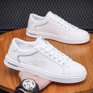 Breathable Lightweight Sports Men's Shoes New 2024 Spring and Summer Fashionable All-match Sneakers Soft Bottom Low White Shoes for Students