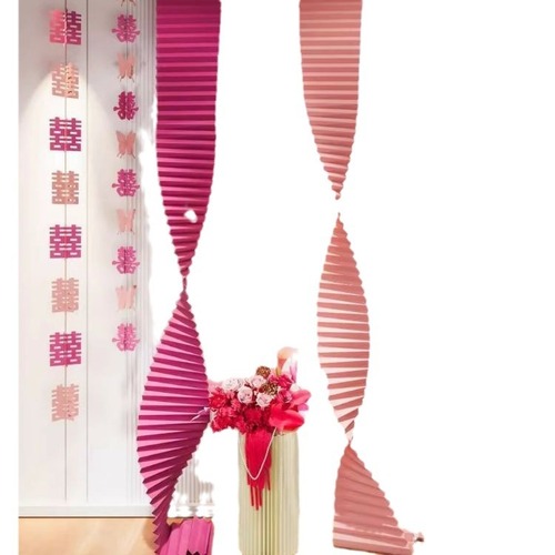 Wedding Room Decoration Set, Long String Happy Chinese Character Window Decals, 3D Butterfly Happy Pull Flower for New Room Bedroom Decoration