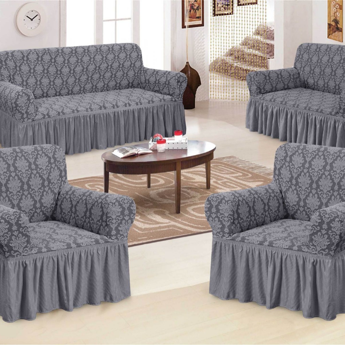 Housse de canapé élastique minimaliste style romantique français_voghion.com