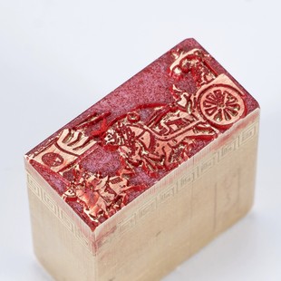 Car attack figure 1.5x 3x 3 cm gold and stone seal cutting copper Buddha seal idle seal solid brass seal antique seal