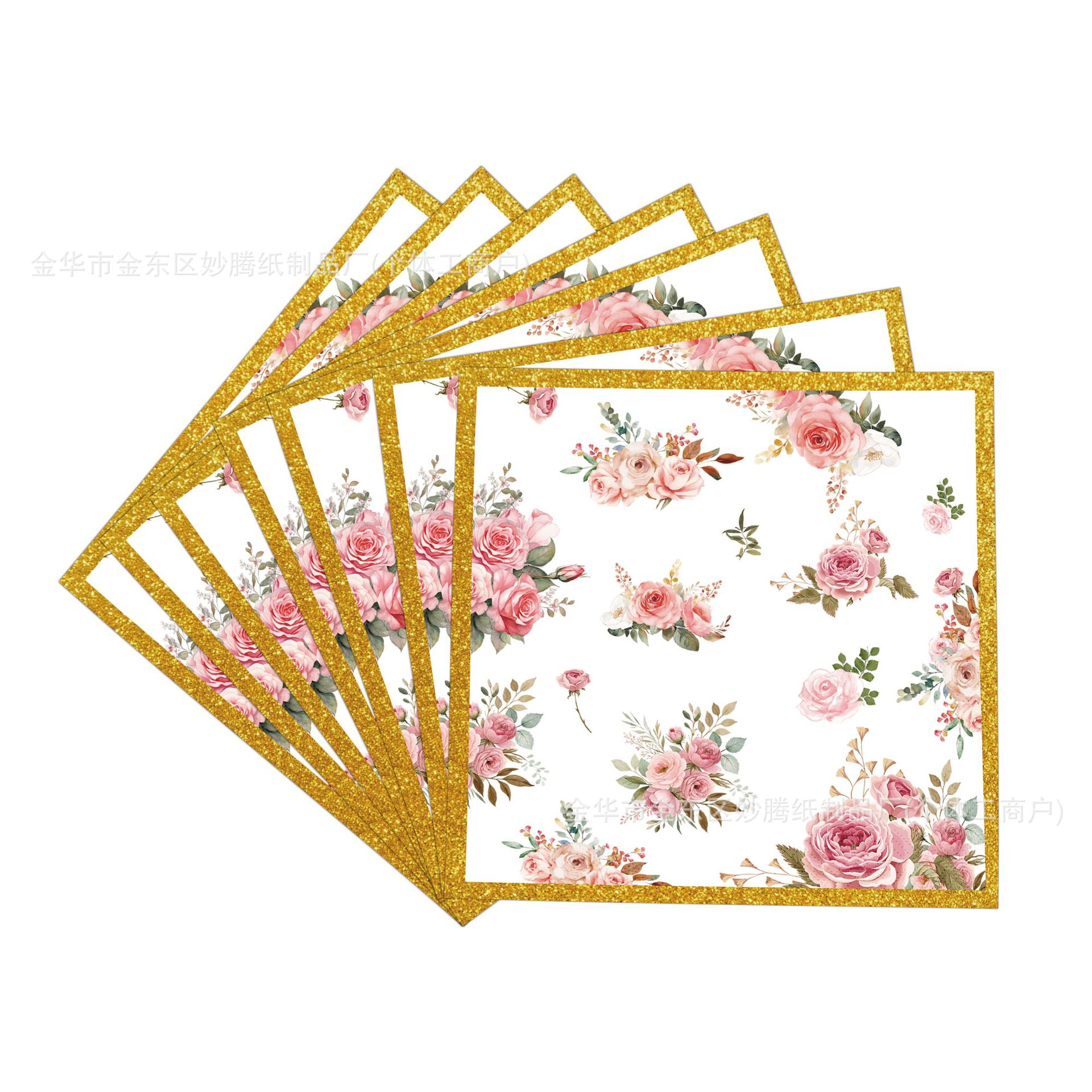 Nuevas series de flores transfronterizas conjuntos de cubiertos desechables familia amigos fiesta bandeja de papel desechable