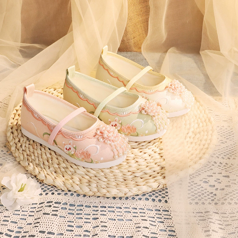 Xuanyu Yi Mi кролик для девочек Hanfu обувь новый весенний и осенний китайский стиль детская вышитая обувь принцесса