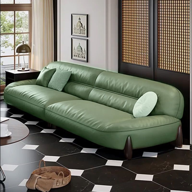Sofá de cuero italiano minimalista, sala de estar pequeño tipo de lujo, estilo retro simple, moderno, sofá de cuero recto.