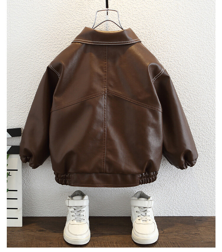 Mingxian Leather 2024 Autumn New Korean Edition Children's Cool and Handsome Jacket Boys' Spring Top_voghion.com