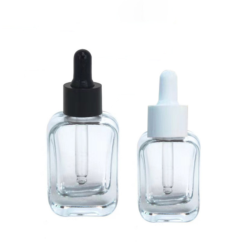 现货30ml50ml扁圆方乳液瓶压泵精华原液瓶滴管精底液瓶厚底玻璃|undefined