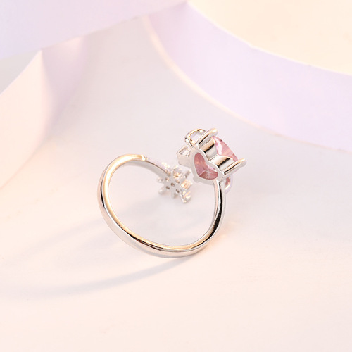Internet celebrity hot selling original new love pink diamond hexagram open ring female princess dream girl romantic light luxury