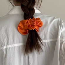 高饱和度橘红色mone同款真丝发圈大肠圈丸子头发绳小肠简约头饰