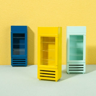1:12娃娃屋配件迷你家具微缩模型厨房场景过家家儿童玩具竖款冰箱