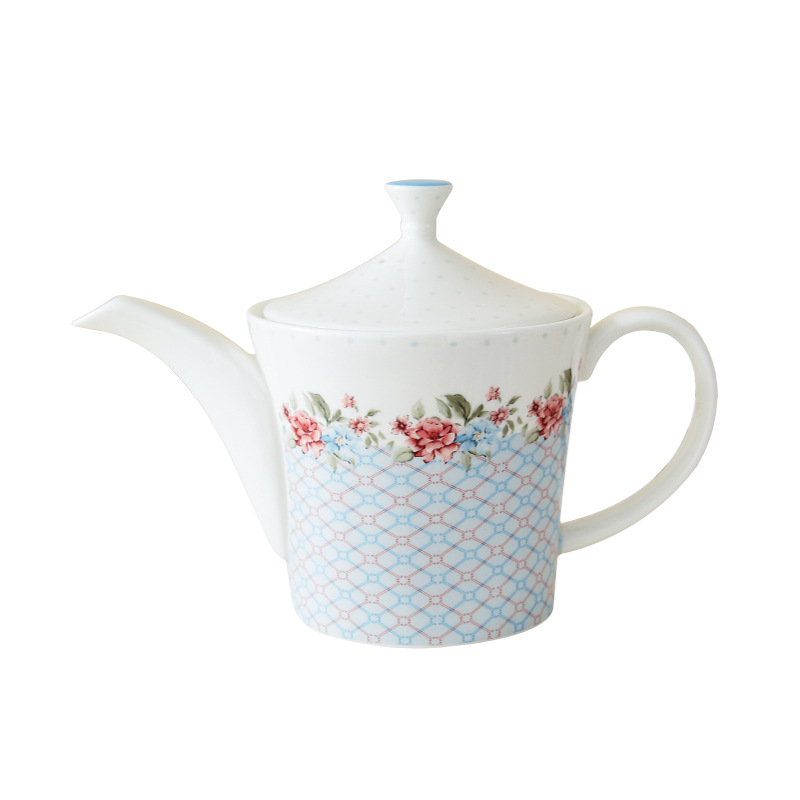 Flores románticas de alto valor de la cara cerámica tetera de té de hueso tetera de agua casada cerámica nueva casa tetera de gran capacidad tetera de agua fría tetera de café