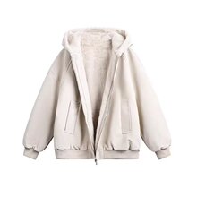 美式连帽座山雕皮衣外套棉服冬季保暖毛领兔毛绒棉衣夹克男女同款