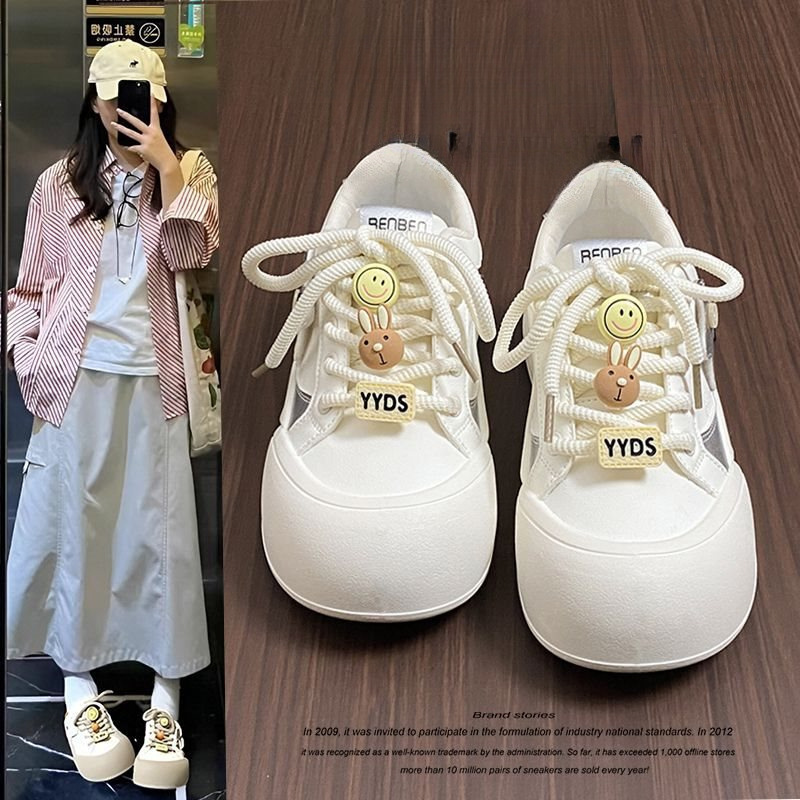 Cute and Quirky Big-Toe Shoes for Women, New Versatile White Sneakers, Sports Board Shoes, Color-Blocking Thick-Soled Platform Loafers, Trendy Women's Shoes Cute and Quirky Big-Toe Shoes for Women, New Versatile White Sneakers, Sports Board Shoes, Color-Blocking Thick-Soled Platform Loafers, Trendy Women's Shoes